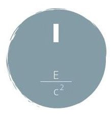 a circle with roman numeral one and formula e over c squared. a circle with roman numeral one and formula e over c squared.
