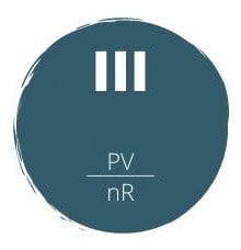 circle with roman numeral 3. formula PV over nR