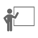 image of a stick figure pointing at a board