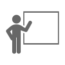 image of a stick figure pointing at a board